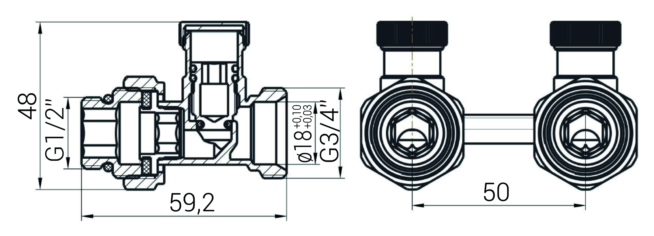 Przyłącze odcinające podwójne TV